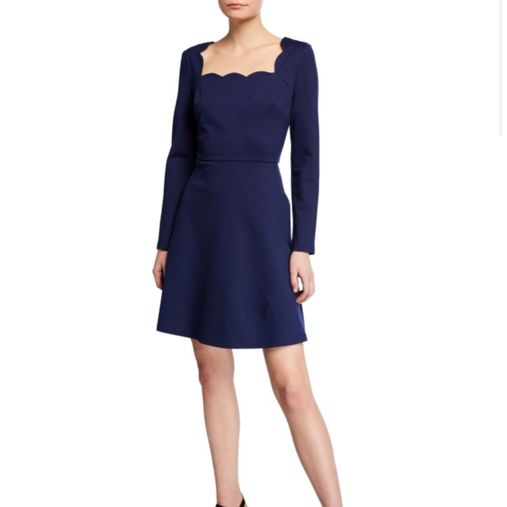 Kate Spade Navy Blue Scallop Ponte Dress